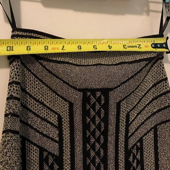 BCBGMaxazria NWT pencil skirt sz s, blk and gold lurex, knee length, pull on - Picture 7 of 16